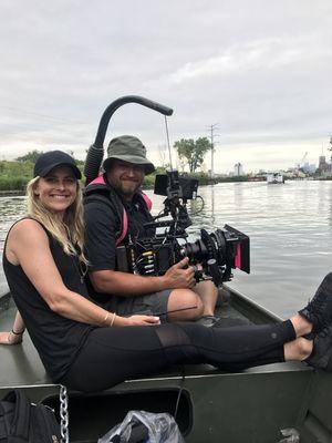 Filming on the Chicago River for Athleta