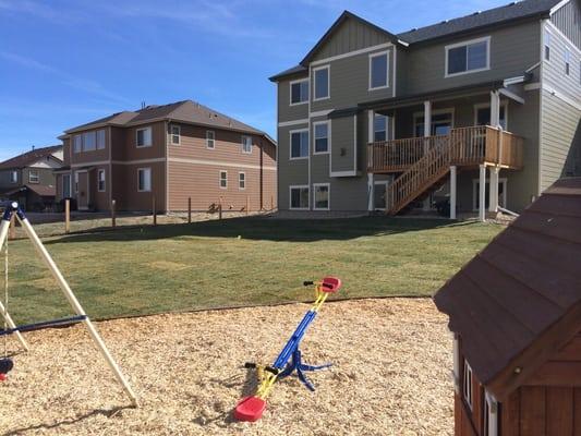 New backyard news sod you sprinklers playground area