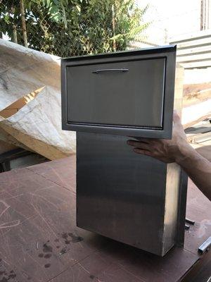 Stainless steel mailbox.