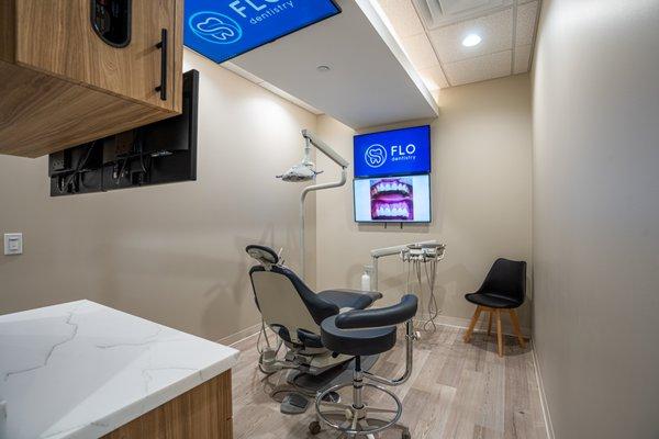 We pride ourselves on the ultimate dental experience, including noise-cancelling headphones and TV's on our ceilings for your entertainment!