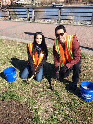 Volunteers from Kenneth Cole help ring in Spring with projects at Liberty State Park.