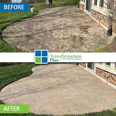 Our paver refresh service includes pressure washing, re-sanding and sealing, if desired