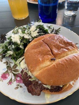 Burger with salad