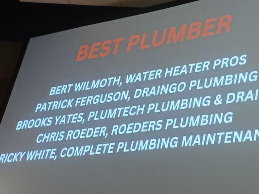 Voted in the top 5 plumbers in Rankin County.