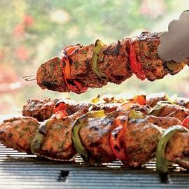 Boneless beef pieces seasoned in tandoori spice and yogurt and then baked on a charcoal grill