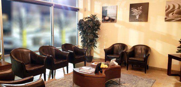 Come and relax in our spacious and inviting lobby before your massage or facial!