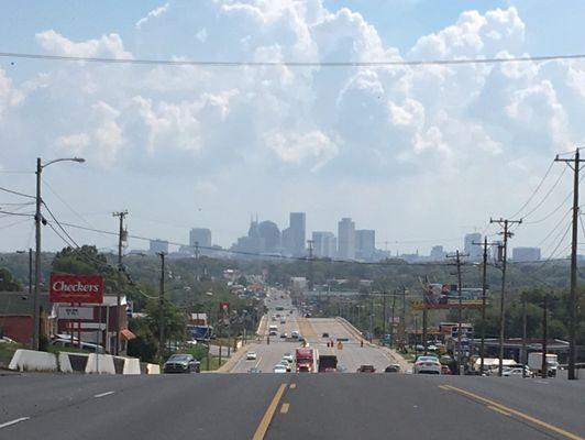 Looking down Clarksville Rd towards downtown Nashville