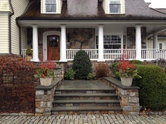 Winter plantings at front steps