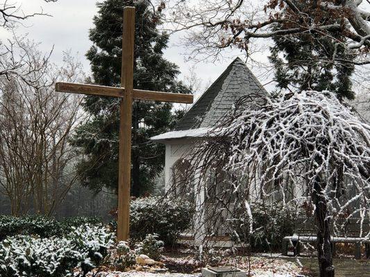 Our memorial garden and gazebo with a dusting of snow.