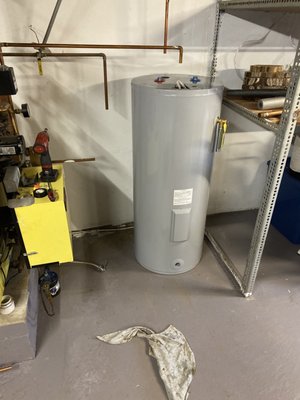 Hot water tank.