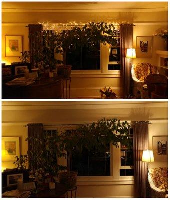 Before and After Installing Christmas Lights for Client.  Front Side View.