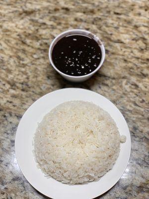 Side of white rice with black beans