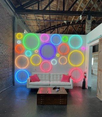 Neon Circles Art Installation for Artist Katherine Good