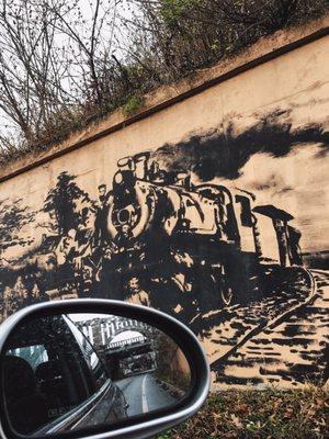 Coal minors mural and reflections of the bridge. this is NEPA.