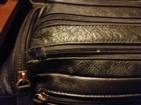 I took my $108.25 fanny pack to get the zipper replaced..Instead they glued the zipper where the tooth was coming out