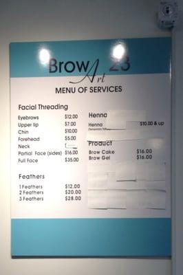 Menu of Services and Pricing