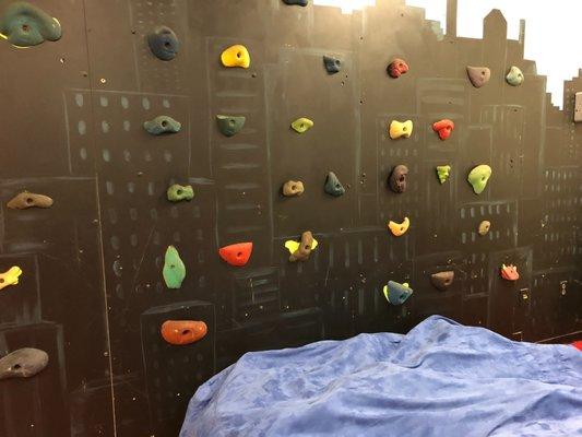 Our rock wall used for improving strength and motor skills. #PhysicalTherapy #OccupationalTherapy