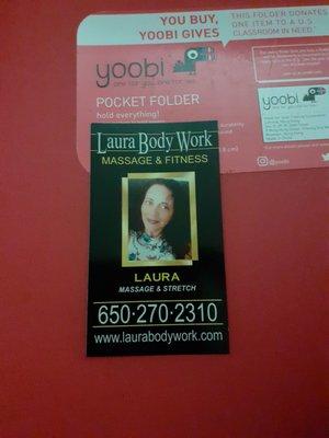 Laura's business card with contact information. Amazing work!