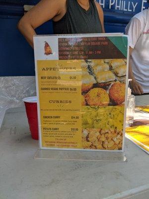 Menu for vendor village