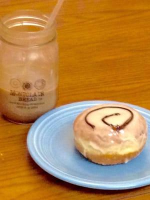 Nutella donut and Stumptown iced latte with coffee ice cubes!