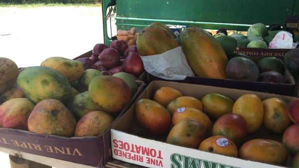 Mangos and apples and papayas