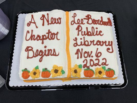 Refreshments at the library's dedication & grand re-opening.