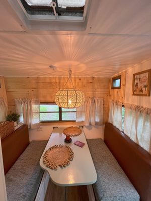 Leona Vintage RV Dinette glamping in the catskill mountains of NY