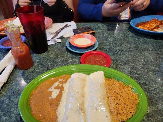 Cheese Steak Burrito with rice and beans