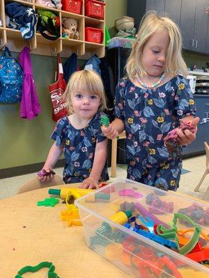 Playing together on their last day of preschool together. Love this.