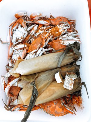 Crab bucket (dozen) and corn