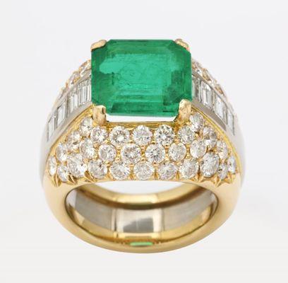 Custom Made emerald and diamond ring