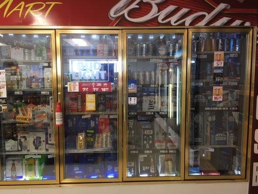 Large assortment of beer and malt beverages