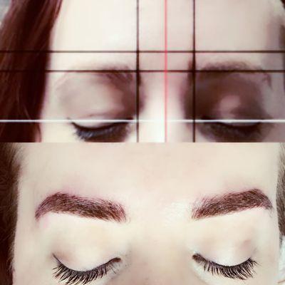 3D brow micro blading tattoo             Before & After