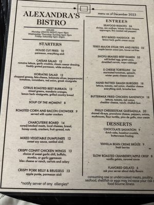 menu