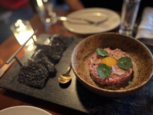 WAGYU BEEF (FOR TWO) [tartare, black garlic, two hour yolk]