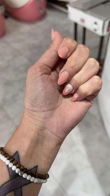 Nude ombré almond shaped nails