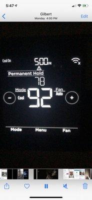 Our temperature inside the home before Jose fixed our A/C.