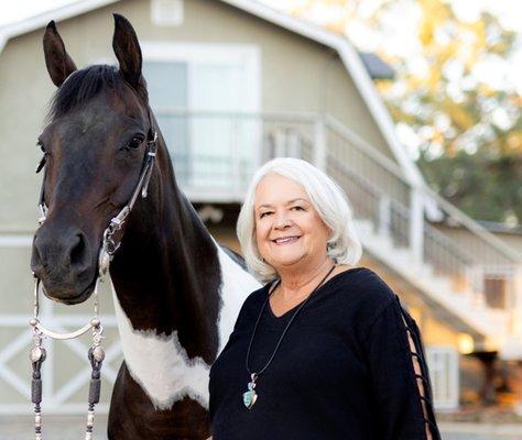 Laura Berman and her show horse Painted on Jeans. "Country Property Real Estate Sales is a Specialty"