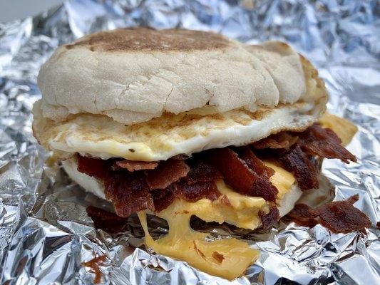 Bacon egg & cheese on English muffin - delicious