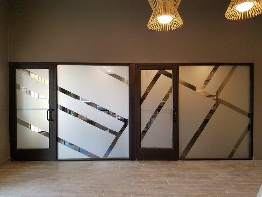 Eye-catching frosted window graphics make a statement.. and create some privacy for your office or conference room!