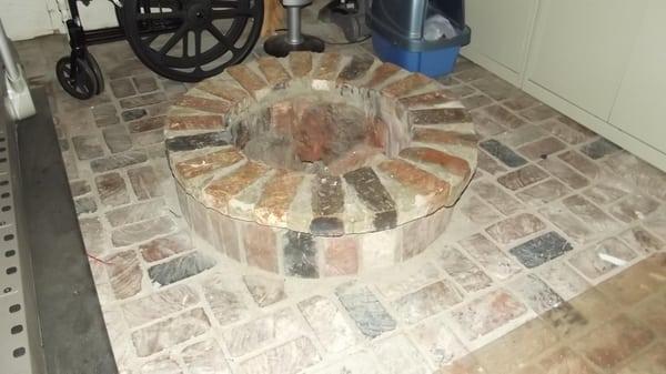 A fire pit that was located in an enclosed breeze way. Definite No No