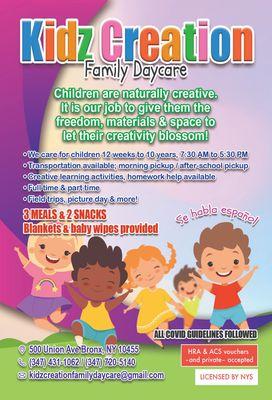 Need Childcare??? Check out our Flyer to see the amazing services we offer!