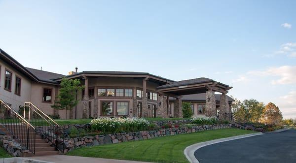 A view of the front of the Clubhouse at Valley Country Club in Centennial, CO