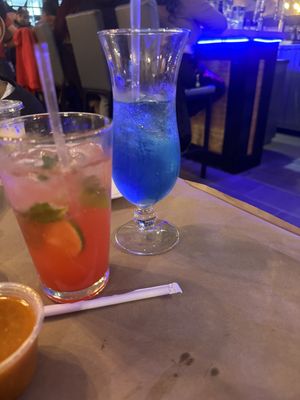 Strawberry margarita and a blue drink I don't remember because it was horrible. Tasted like syrup