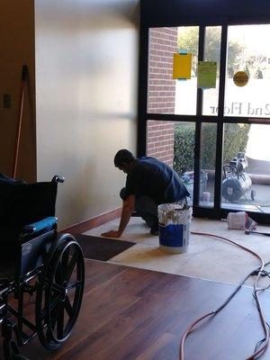 Installation of luxury vinyl tile project at Doctors Center in Spartanburg.