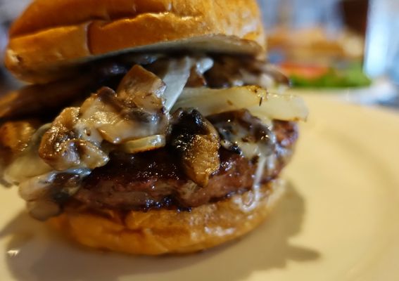 Mushroom, onion & Swiss burger. When done right, probably the best burger known to man (this place did it right).