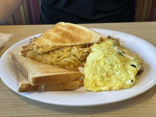 Omelet, Hash browns & Toast