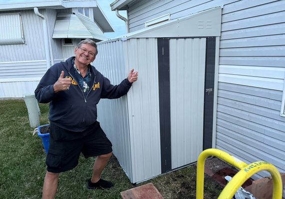 Happy Client after we assembled his new storage shed!  Glad you're happy Ed!