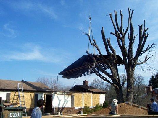 Olde Fort Restoration rebuilding a burnt out home.  Let us help you today with your water, fire or wind damage emergency.