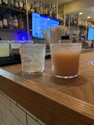 Guava frozen margarita and piña coco margarita